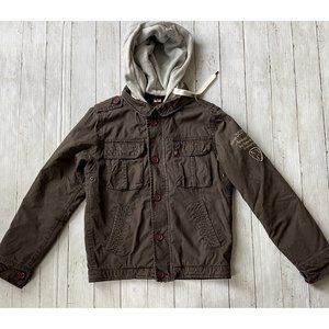 Scotch & Soda Size S Amsterdam G-1 U.S. Navy Gray Jacket Quilted Lined Hooded